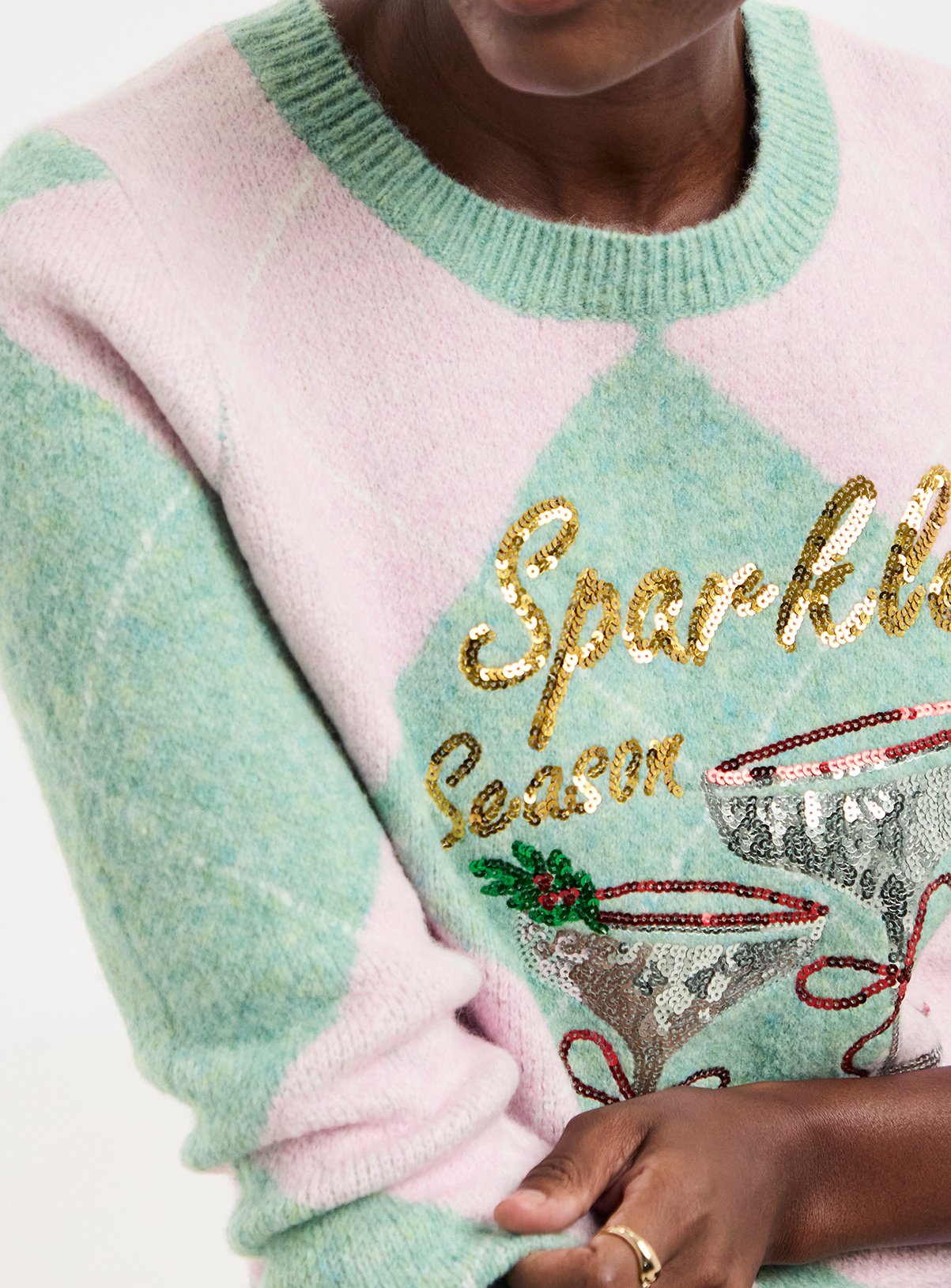 JD WILLIAMS Sparkle Season Argyle Jumper 28-30 - Image 4 thumbnail